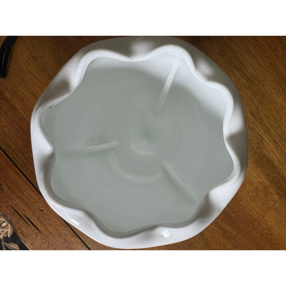 Vintage Hazel Atlas Starburst Milk Glass Compote Vase Planter 9" MCM - Picture 4 of 9
